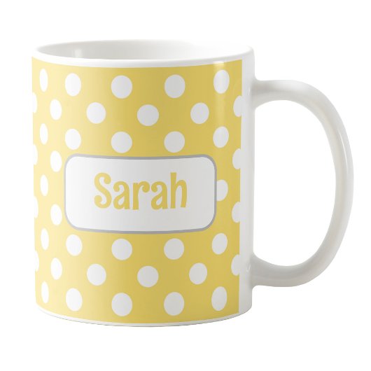 Polka Jaune Personnalisée Pot Mug