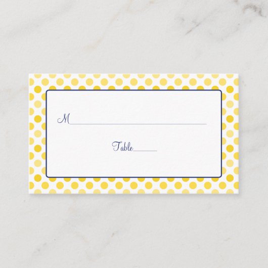 Polka Jaune Point Marine Bleu Mariage Cartes de Pl (Devant)