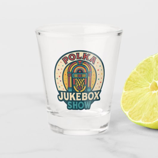 Polka Jukebox Logo Shot Glass Glas (Voorkant)