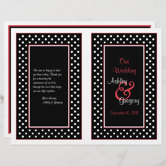 Polka Noir Blanc Point Red Trim Programme de maria (Devant / Derrière)