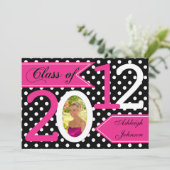 Polka noir blanc rose point photo Invitation (Debout devant)