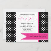 Polka noir blanc rose point photo Invitation (Dos)