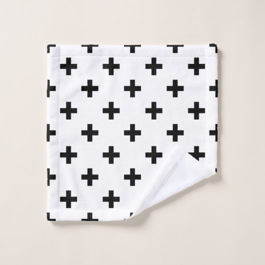 Polka noire croise sur blanc (Gant de toilette)