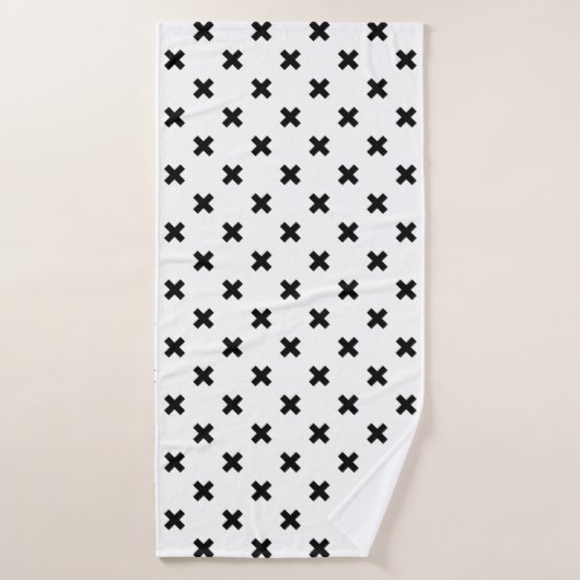 Polka noire croise sur blanc (Serviette de bain)