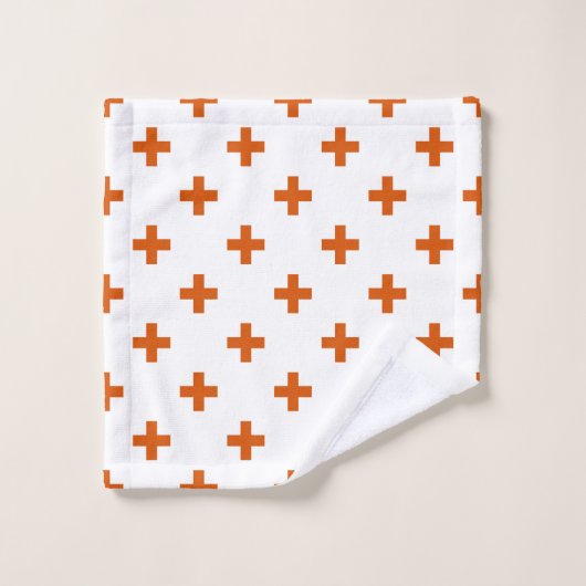 Polka orange croise sur blanc (Gant de toilette)