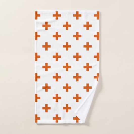 Polka orange croise sur blanc (Serviette à main)