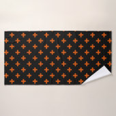 Polka orange croise sur noir (Serviette de bain)