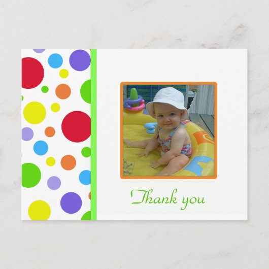 Polka-point coloré : Photo : Carte de remerciement (Devant)