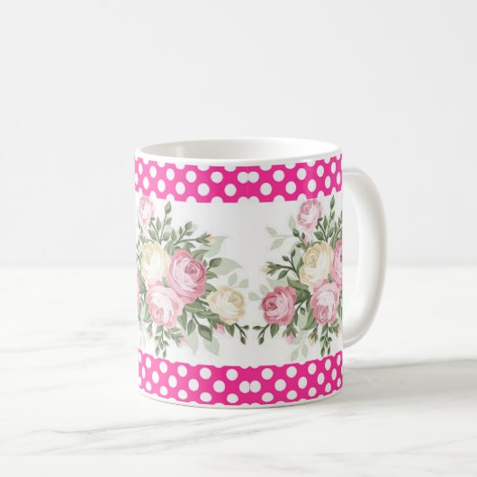 Polka point rose floral Mug (Devant droit)
