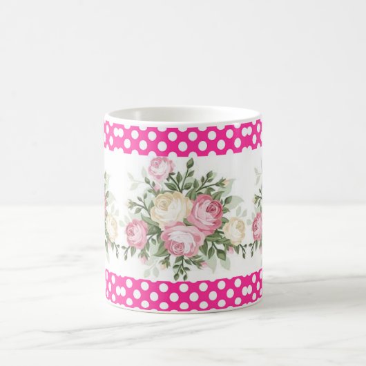 Polka point rose floral Mug (Centre)