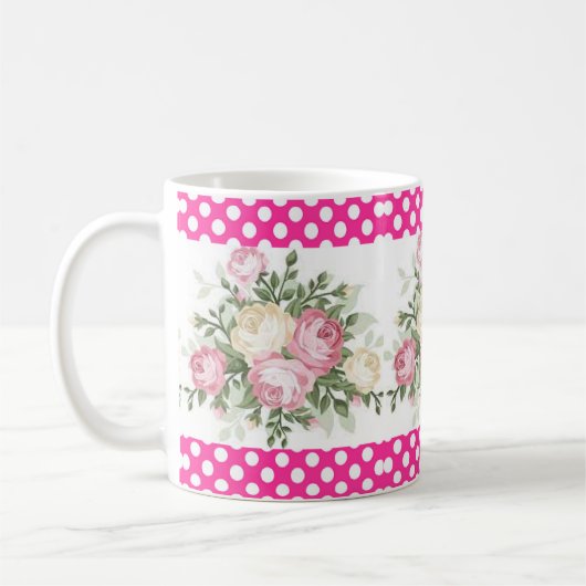 Polka point rose floral Mug (Gauche)