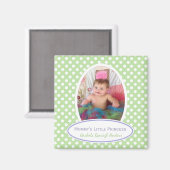 Polka-point vert et blanc : aimant photo encadré (Recto/Verso)