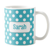 Polka Pot Mug Turquoise Personnalisée