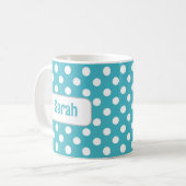 Polka Pot Mug Turquoise Personnalisée (Devant gauche)
