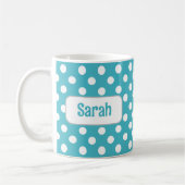 Polka Pot Mug Turquoise Personnalisée (Gauche)