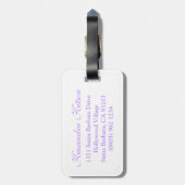 Polka-puntpatroon genaamd paars bagagelabel (Achterkant verticaal)