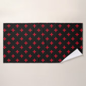 Polka rouge croise sur noir (Serviette de bain)