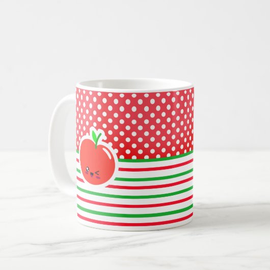 Polka rouge et blanche Café Mug (Devant gauche)