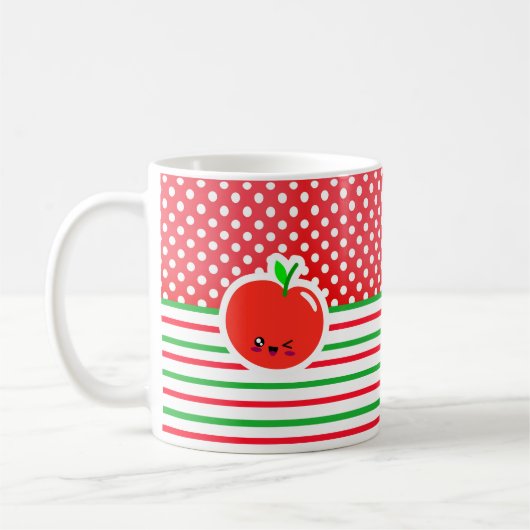 Polka rouge et blanche Café Mug (Gauche)