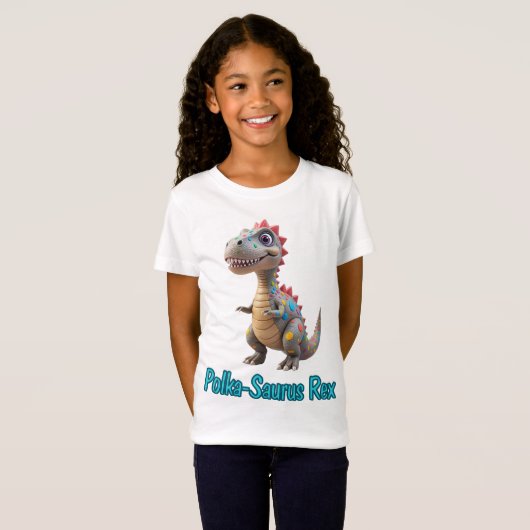 Polka-Saurus Rex Confetti Dinosaurus Kinder Dot Da T-shirt (Voorkant volledig)