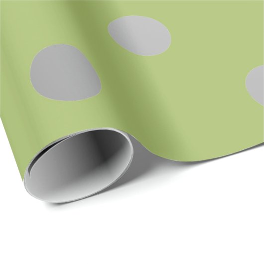 Polka Small Stippen Greenly Green Pea Silver Grey Cadeaupapier (Rol Hoek)