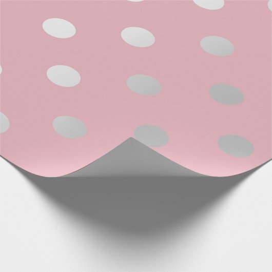 Polka Small Stippen Roze poeder Blush Silver Grey Cadeaupapier (Hoek)