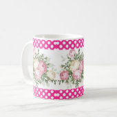 Polka stip Pink Floral Mok (Voorkant links)