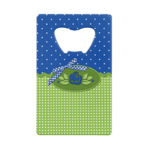Polka stip Rozen, Blue-Credit Kaart Bottle Open Kredietkaart Flessenopener