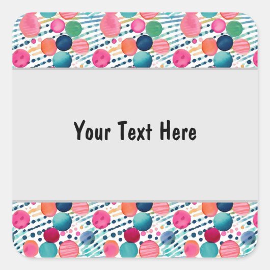 Polka Stippen en Strepen 12 Vierkante Sticker (Voorkant)