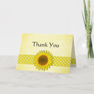 Polka Stippen en Zonnebloemen Bedankkaart