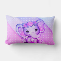 Polka-stippen Floral Crown Elephant Print Pillow