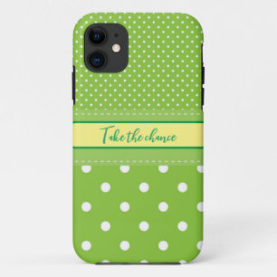 Polka stipt groene witte iPhone Case