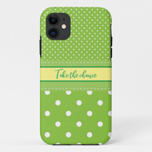 Polka stipt groene witte iPhone Case (Achterkant)