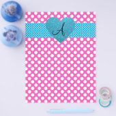 Polka stipt roze en witte monogram flyer (Enkel)