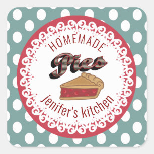 polka stipts typografie homemade pies vierkante sticker