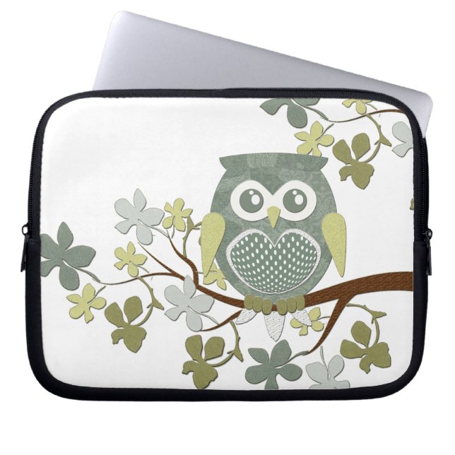 Polka Tree Owl Electronics Bag Laptop Sleeve (Voorkant)