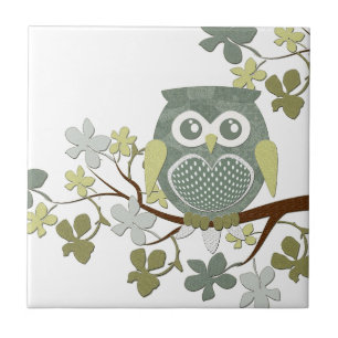 Polka Tree Owl Tile Tegeltje
