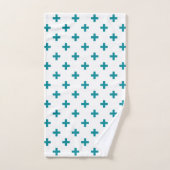 Polka turquoise croise sur blanc (Serviette à main)