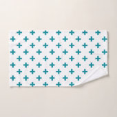 Polka turquoise croise sur blanc (Serviette à main)