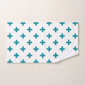 Polka turquoise croise sur blanc (Serviette à main)