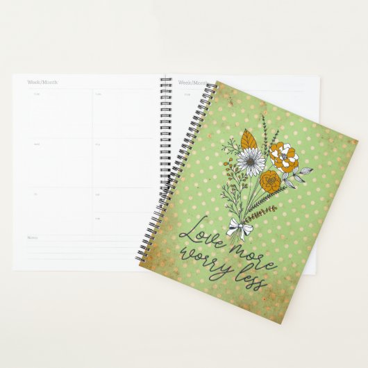 Polka vert & blanc point "Aimer plus s'inquiéter m (Devant avec enveloppe)