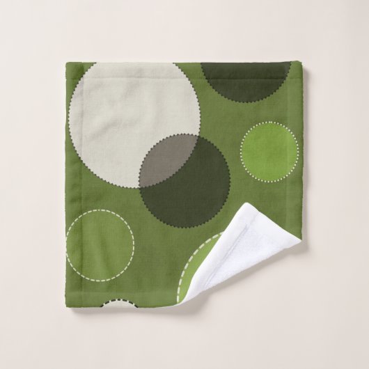 Polka vert gris point Abstrait  (Gant de toilette)