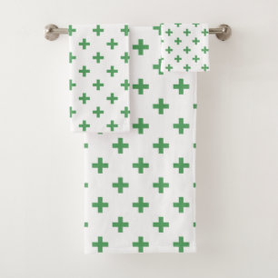 Polka verte croise sur blanc