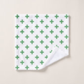 Polka verte croise sur blanc (Gant de toilette)