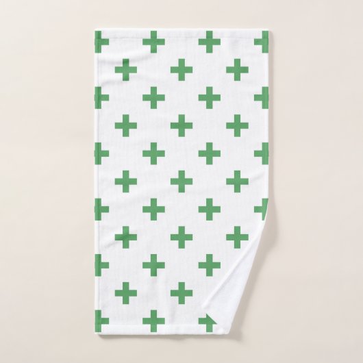 Polka verte croise sur blanc (Serviette à main)