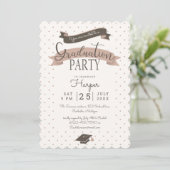 Polkadot  afstudeerfeest kaart (Staand voorkant)