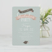 Polkadot  afstudeerfeest kaart (Staand voorkant)