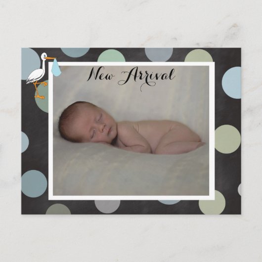 Polkadot Baby Boy Faire-part de naissance Carte po (Devant)