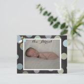 Polkadot Baby Boy Faire-part de naissance Carte po (Debout devant)