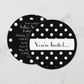 Polkadot blanc noir doux invitations 16 cercles (Devant / Derrière)